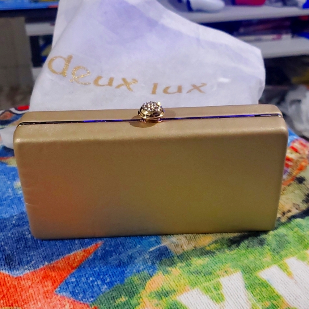 Deux Lux Gold Box Clutch - Picture 1 of 5
